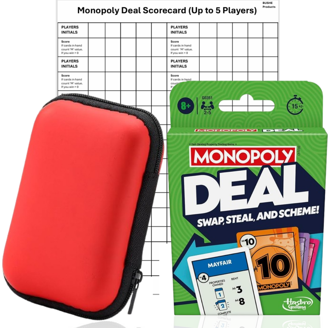 Monopoly Deal Card Game & Travel Case + 4 Scorecards | Card Games for Adults, Travel Games for Kids, Board Games – Hasbro Card Games for Families