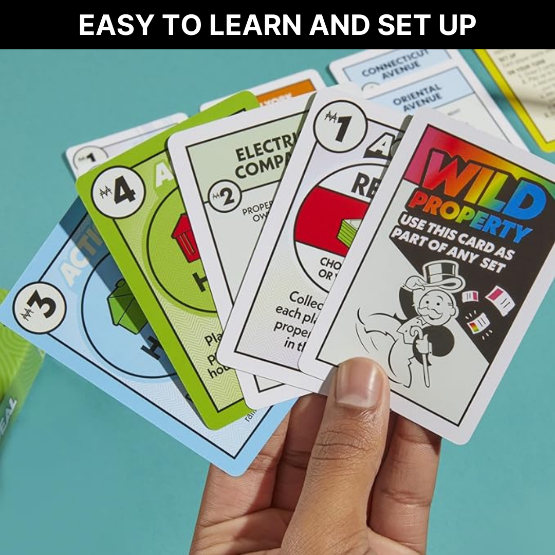Monopoly Deal Card Game & Travel Case + 4 Scorecards | Card Games for Adults, Travel Games for Kids, Board Games – Hasbro Card Games for Families