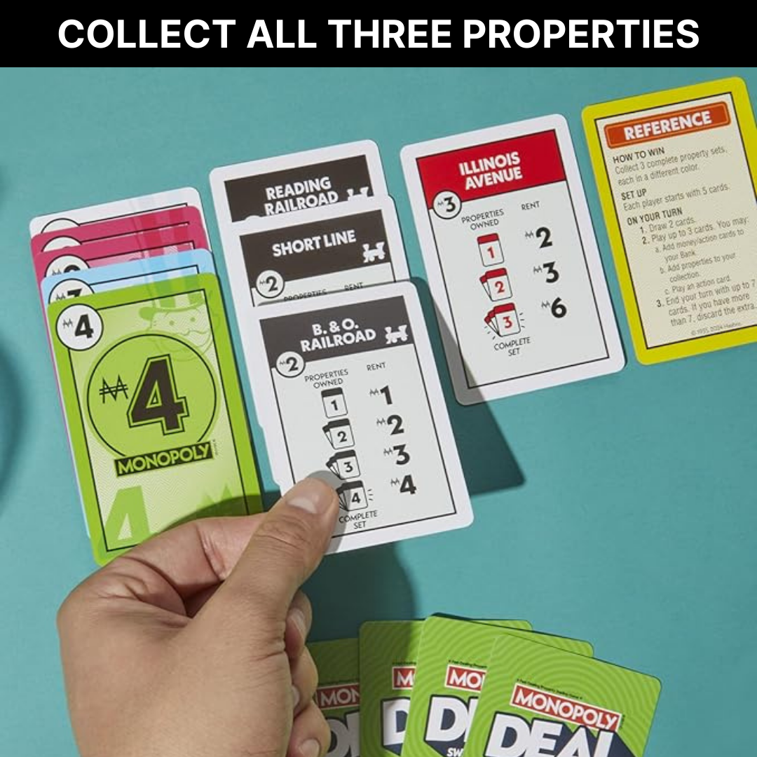 Monopoly Deal Card Game & Travel Case + 4 Scorecards | Card Games for Adults, Travel Games for Kids, Board Games – Hasbro Card Games for Families