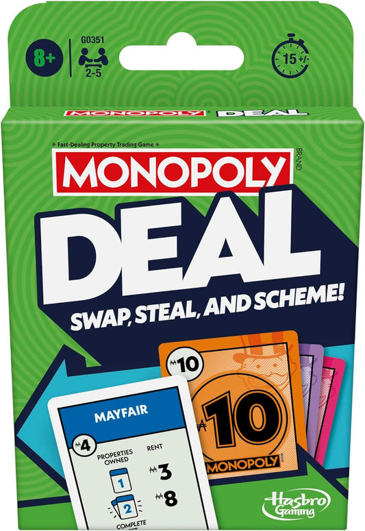 Monopoly Hasbro Gaming Deal Strategy Card Game for 8+ Year Old Kids, for 2-5 Players | Card Games for Adults, Travel Games for Kids