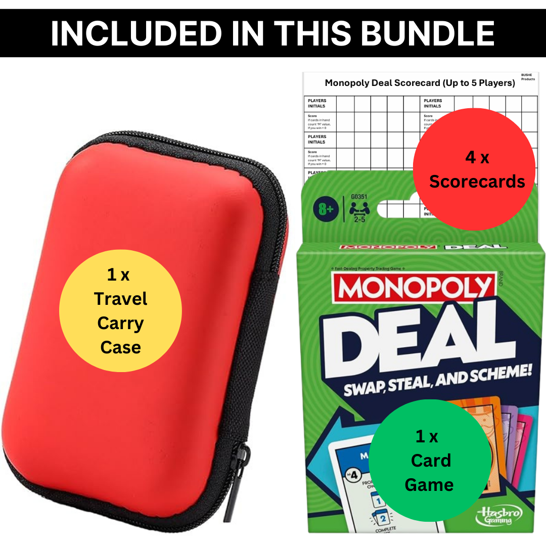 Monopoly Deal Card Game & Travel Case + 4 Scorecards | Card Games for Adults, Travel Games for Kids, Board Games – Hasbro Card Games for Families