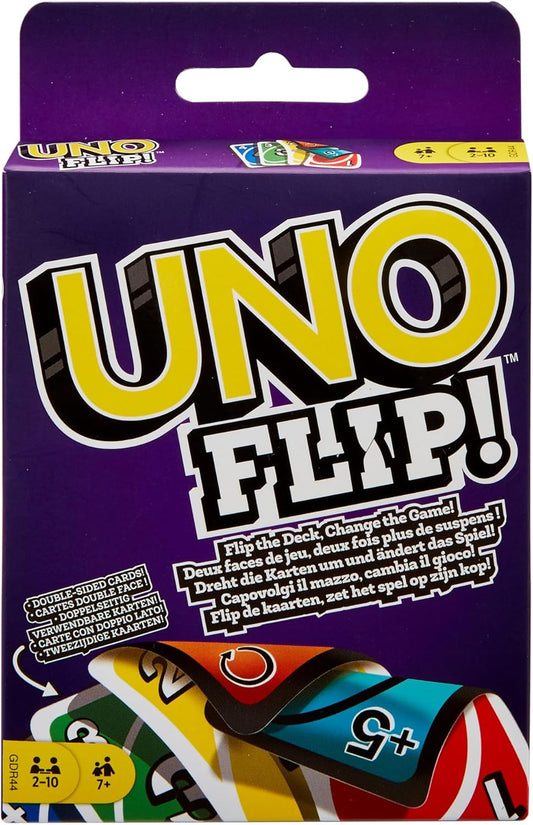 Mattel Games UNO FLIP! Family Card Game for Adults, Teens & Kids, Double-sided Deck with Special Flip Card, 112 Cards, 7 Year Old and Up,