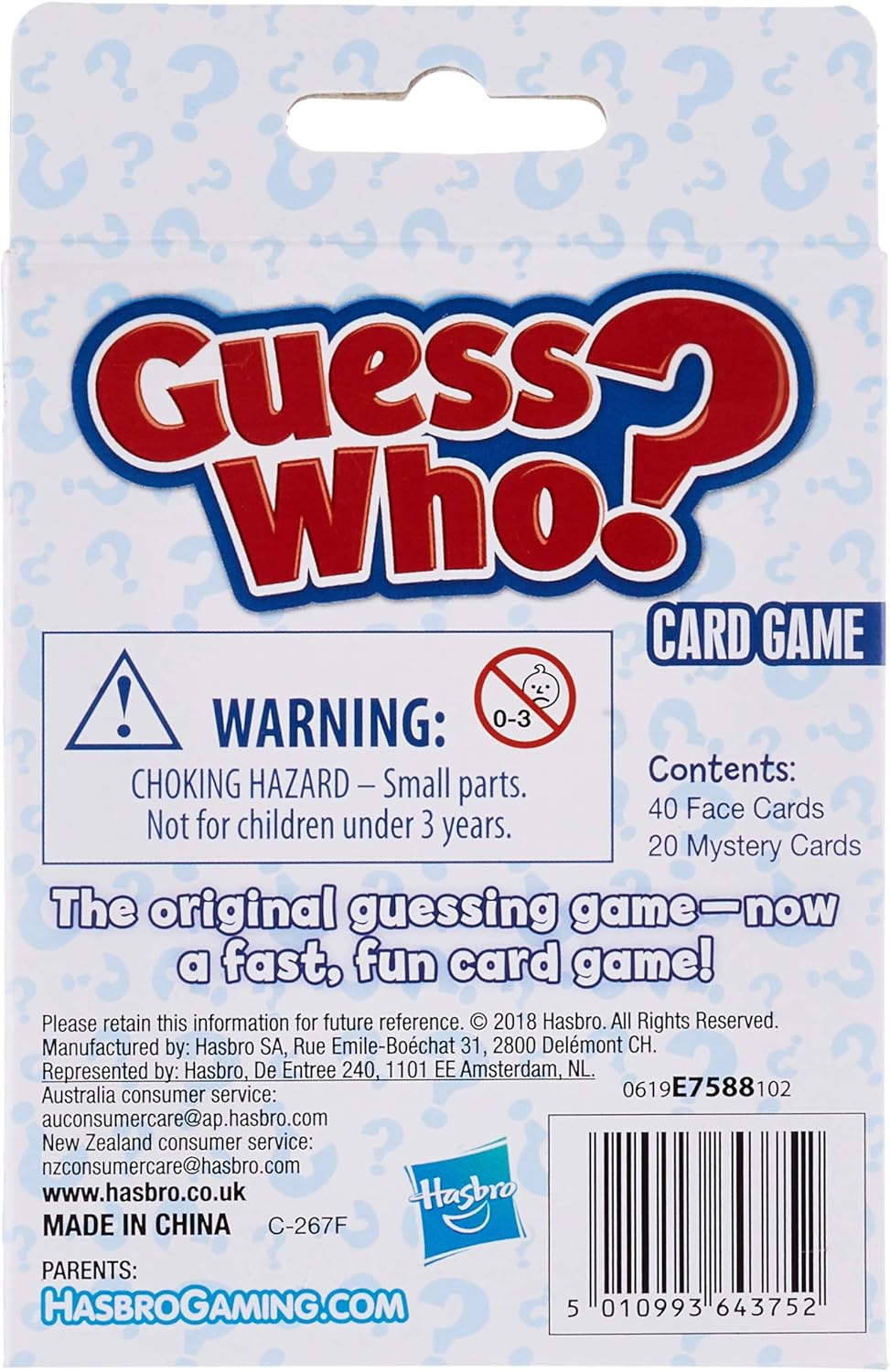 Hasbro Gaming Guess Who? Card Game for Kids Ages 5 and Up, 2 Player Guessing Game