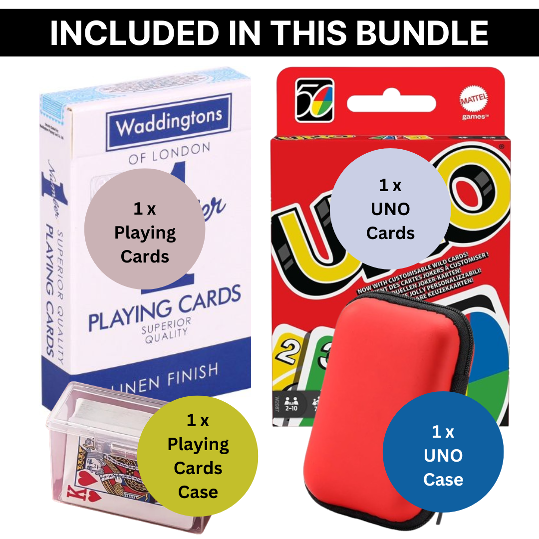 Uno Card Game & Playing Cards + Uno Case and Deck of Cards Case - Travel Games Set | Kids Games, Family Game, Pack of Cards, Travel Games For Adults