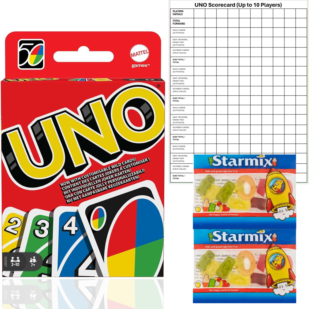 Uno Card Game with 2 Sweet Bags & Uno Scorecard Mattel bundle | Kids Games, Playing Cards, Card Games, Travel Games, Family Games